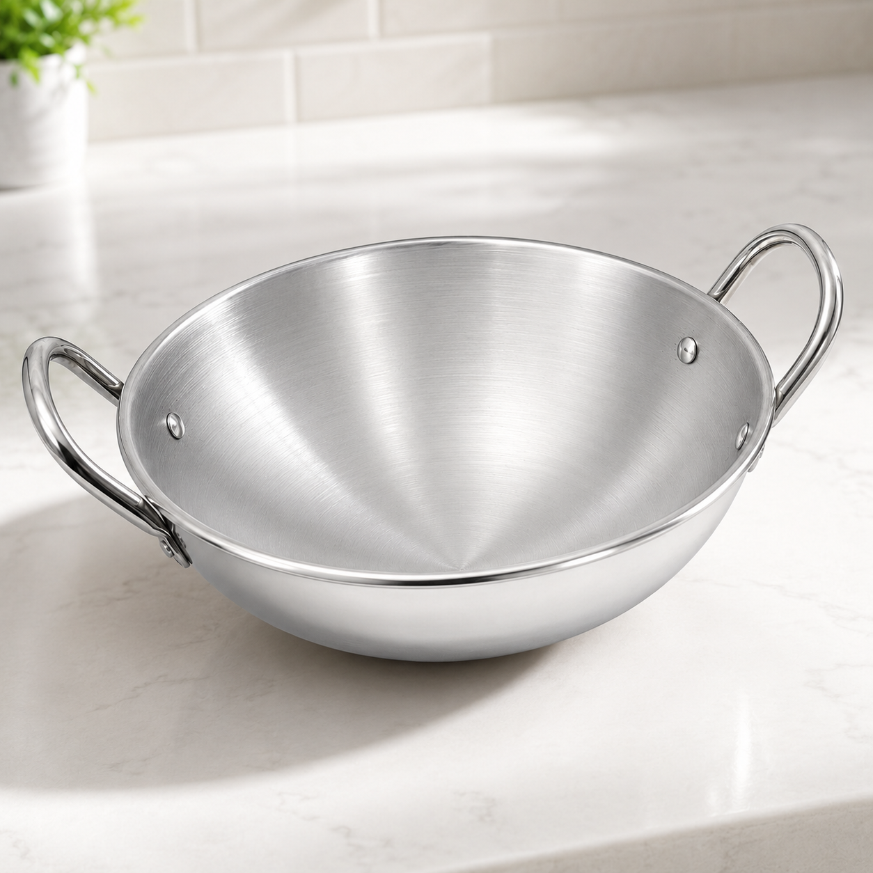 Anketras Aluminium Kadai 25 cm with Handles | Lightweight Deep Cooking Kadhai/Karahi | Multipurpose Aluminium Wok for Stir Fry, Curries, Deep Fry, Saute, Snacks & Daily Indian Kitchen